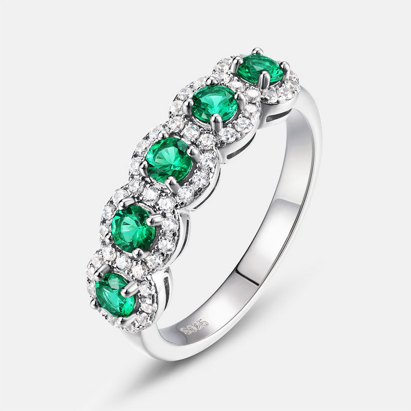 Planderful Jewelry Green Zircon Engagement Ring In Sterling Silver European American Style