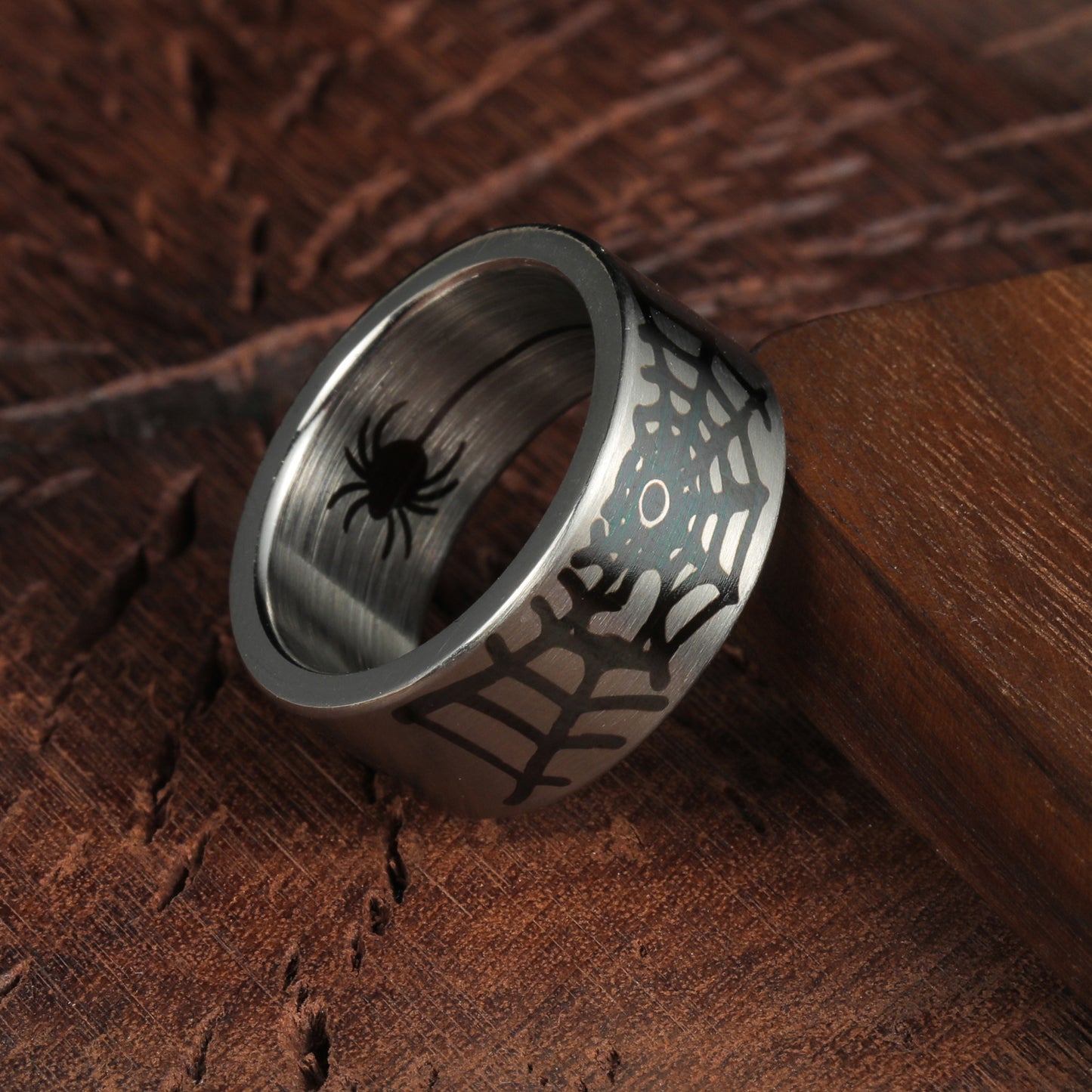Planderful Spider Web Titanium Steel Ring 10MM Men Edition