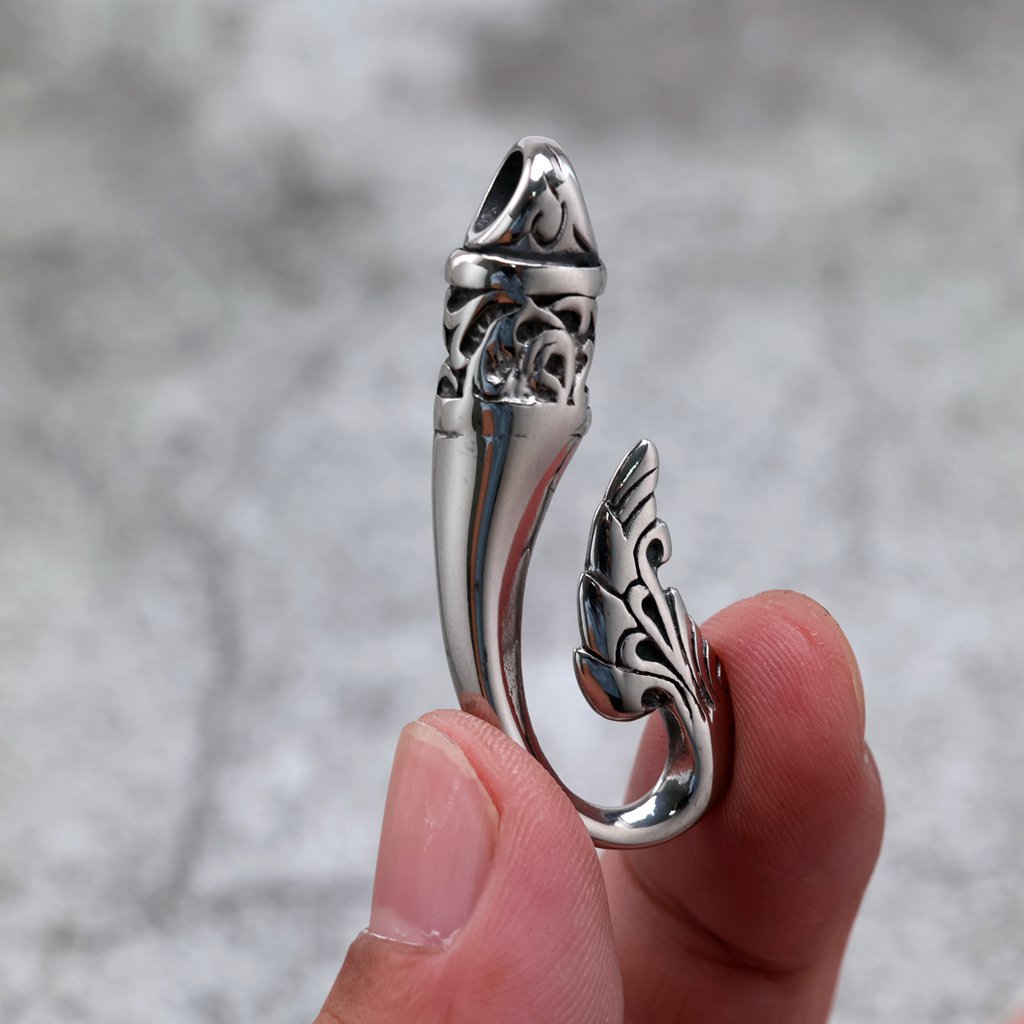 Planderful Retro Unisex Stainless Steel Fish Hook Pendant Necklace Personalized For Men And Women