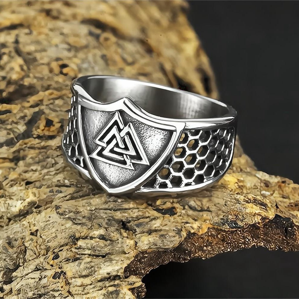 European And American Jewelry Wholesale Men's Titanium Steel Ring Viking Triangle Logo Personalized Ring No Rust No Allergy