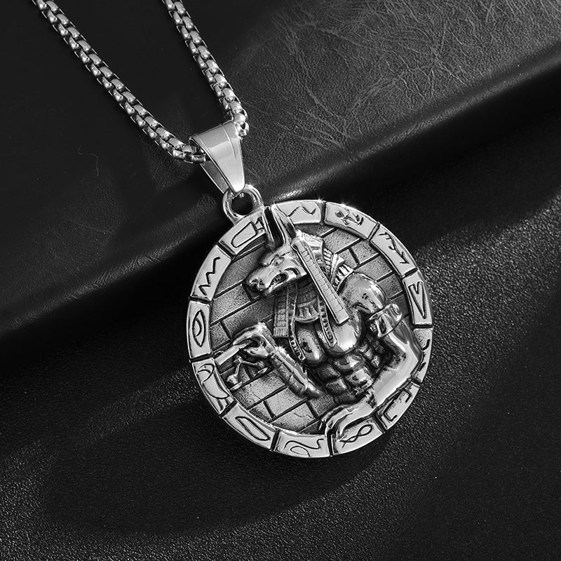 Anubis Pendant Necklace By Planderful Unisex Hip Hop Inspired Gold Plated Titanium Steel Jewelry