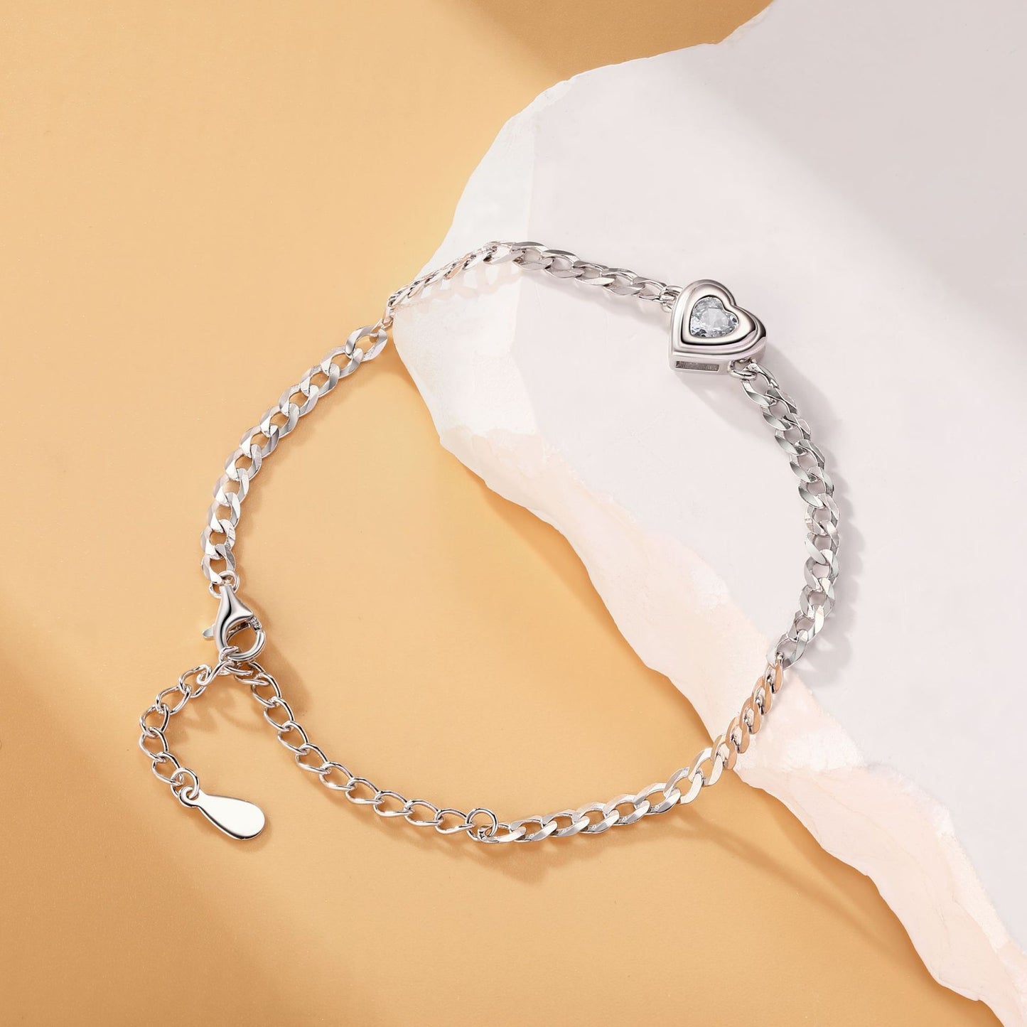Sterling Silver Zircon Love Bracelet 925 Design for Ladies