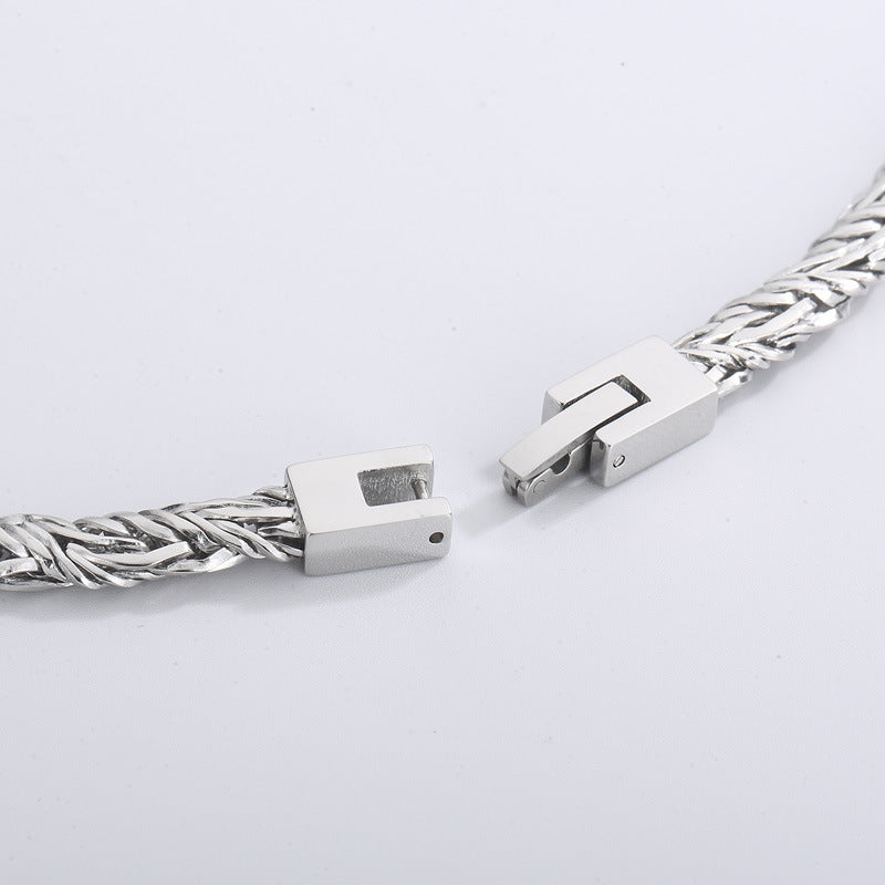 Hip Hop Stainless Steel Woven Twist Chain Necklace Male Titanium