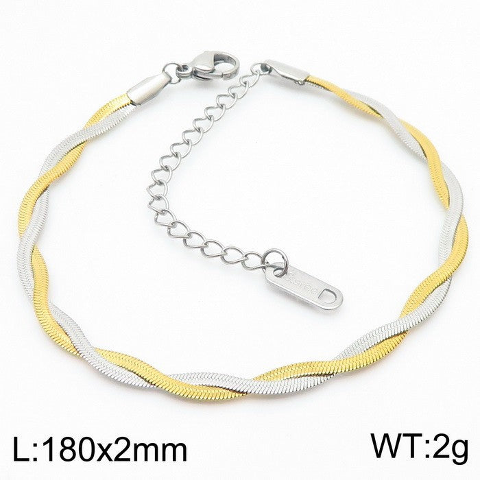 Trendy Adjustable Double Woven Chain Necklace And Bracelet