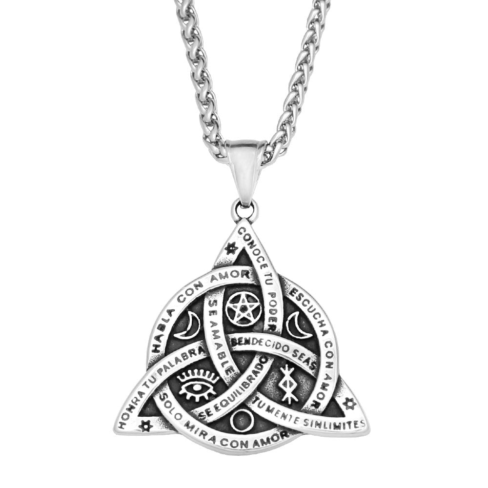 Vintage Celtic Stainless Steel Men's Pendant Necklace