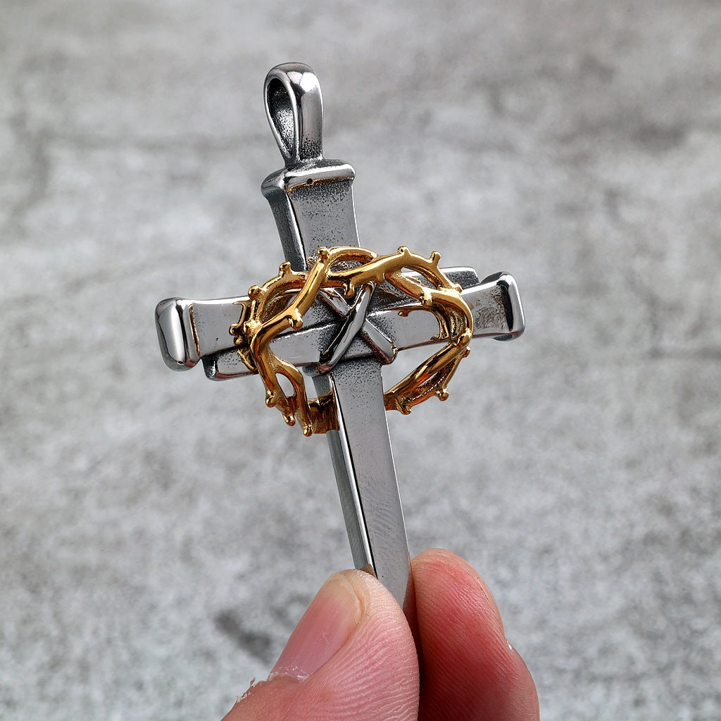 Punk Cross Stainless Steel Men's Pendant Necklace