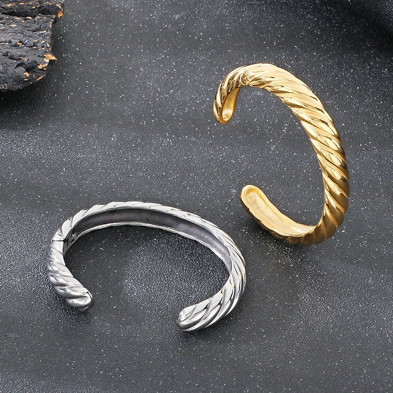 Planderful Men C Shaped Hipster Bracelet 18k Gold Plated