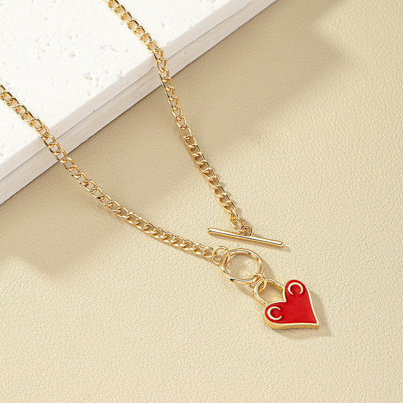Trendy Glazed Love Pendant Clavicle Chain Necklace - Vienna Verve Collection
