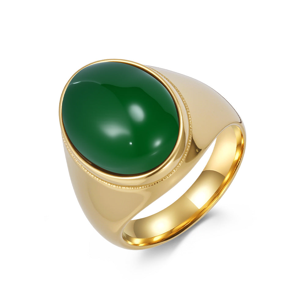 Planderful Tiger Eye Ring Titanium Steel Inlaid Natural Stone For Men Index Finger Jewelry Trendy Luxury