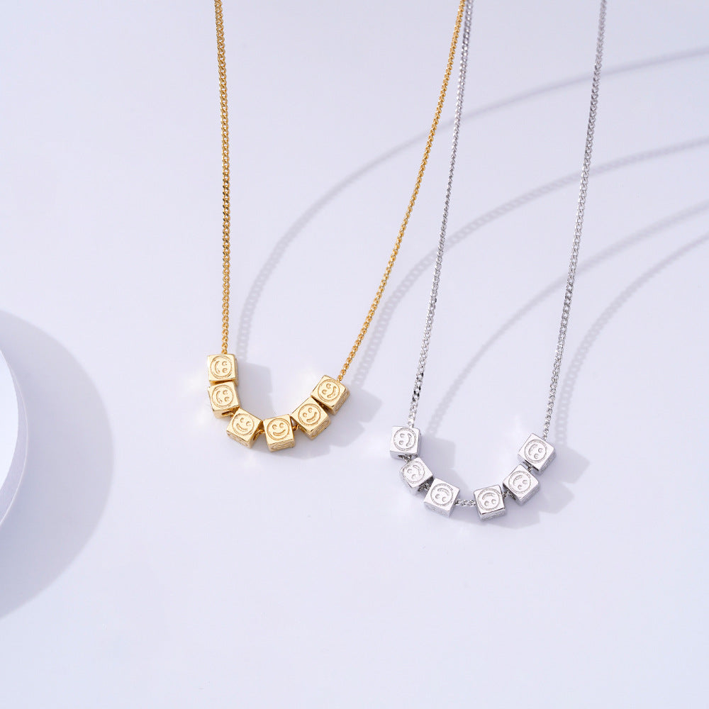 Necklace Wholesale 925 Sterling Silver Square Smiley Face