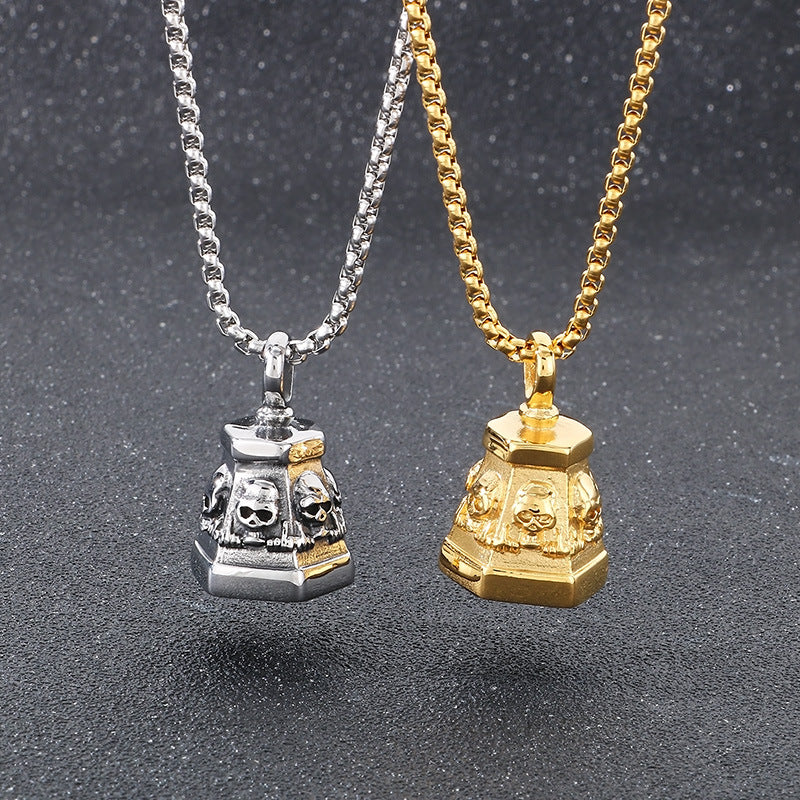 Planderful Ghost Head Pendant For Men Punk Skull Necklace