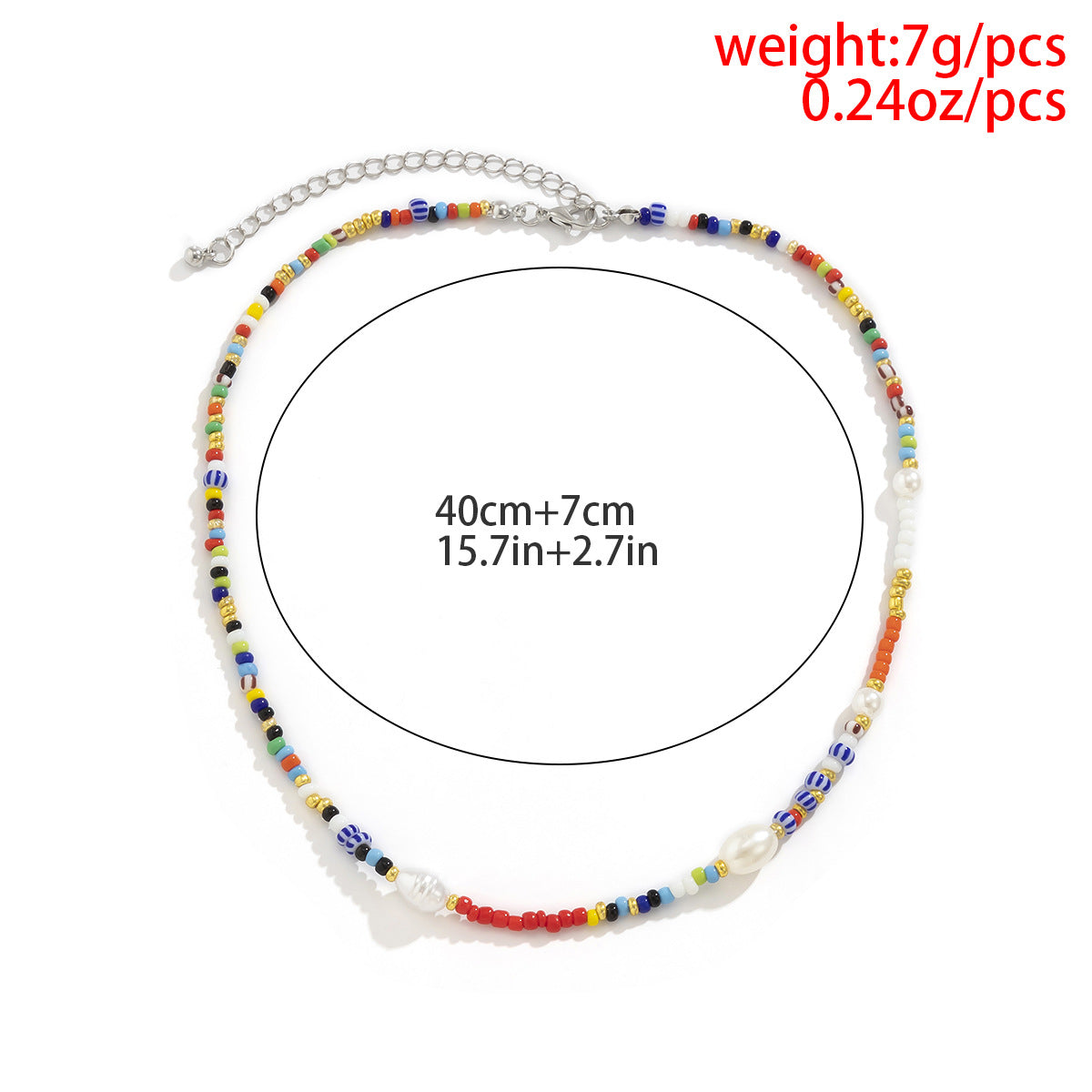 Planderful Vienna Verve Beaded Necklace For Women With Contrasting Color Beads Geometric Imitation Pearl Statement