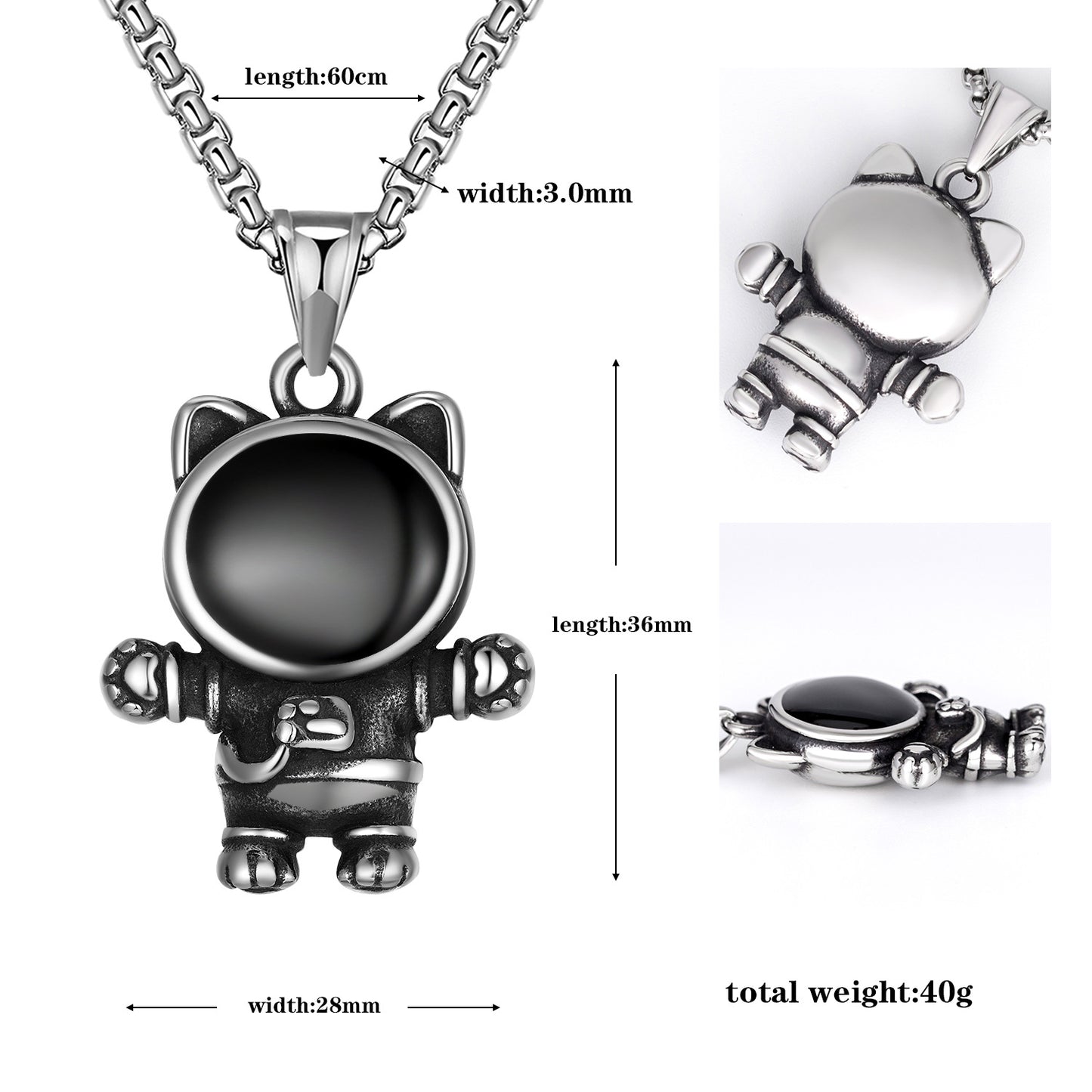 Steel Necklace – Statement Space Cat