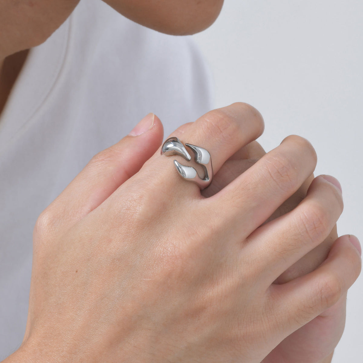 Titanium Steel – Stainless Steel Irregular Geometric Ring – Men's