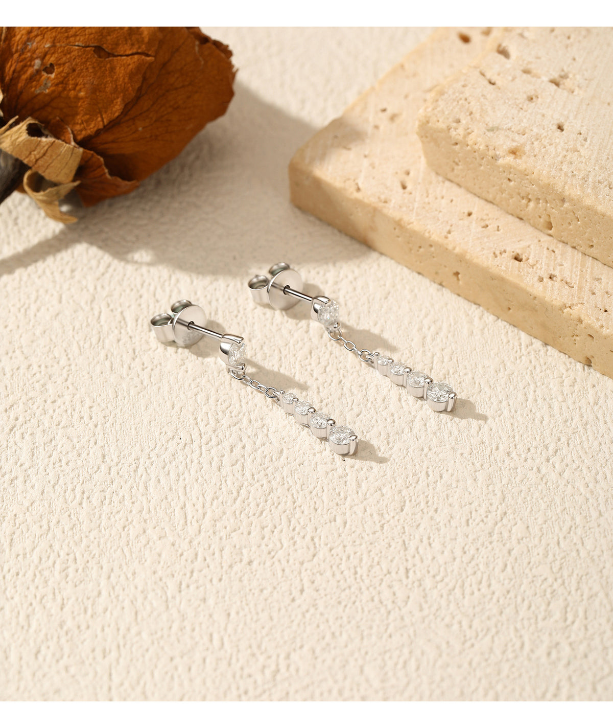 925 Sterling Silver Long Moissanite Tassel Earrings