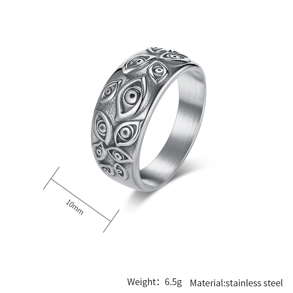Devils Eye Ring for Men Planderful Stainless Steel Punk Index Finger Ring Retro European Style