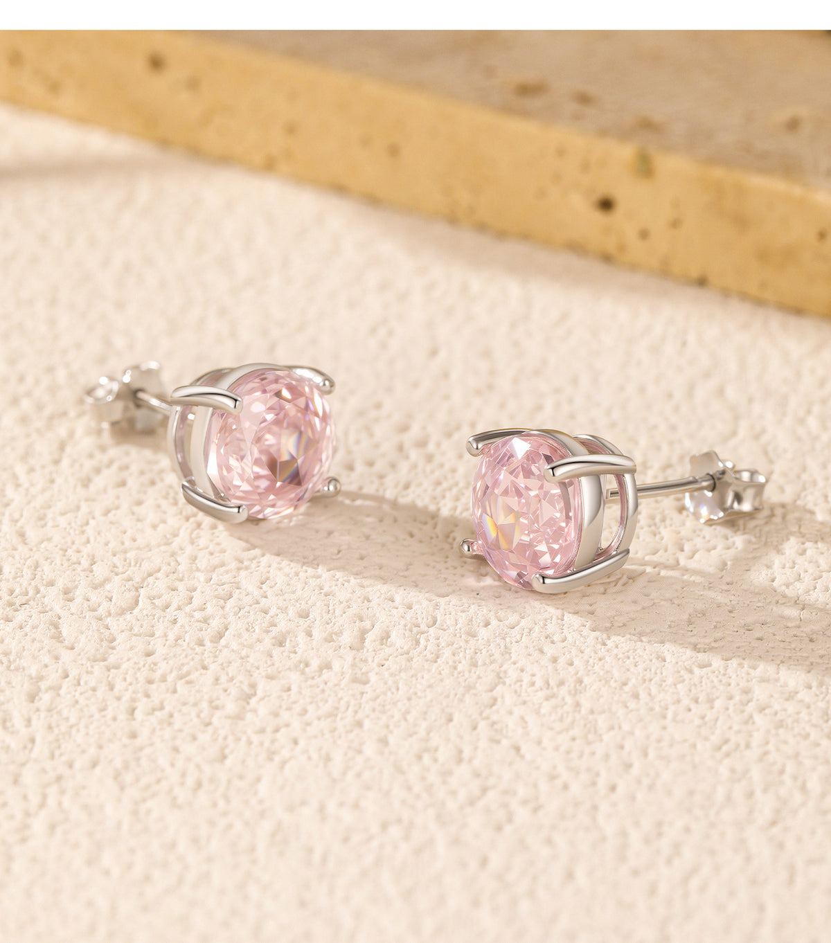 925 Sterling Silver Blush Pink Rose-Cut Zircon Stud Earrings