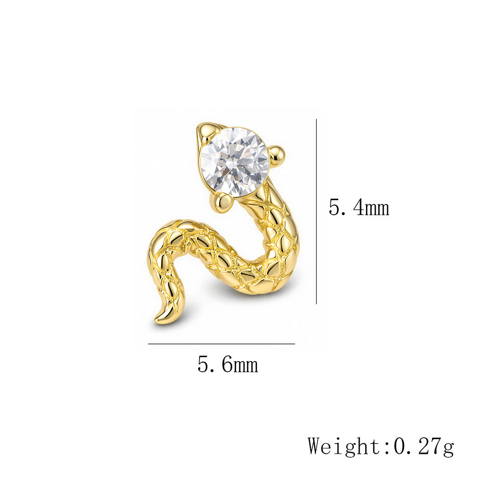 S925 Sterling Silver Exquisite Snake Trend Wind Ear Bone Nails Flat Head Thread Earrings