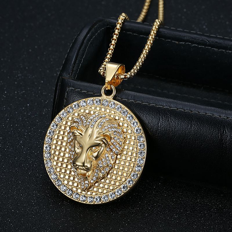 Rhinestone Necklace – Statement Hip Hop Lion Head Pendant