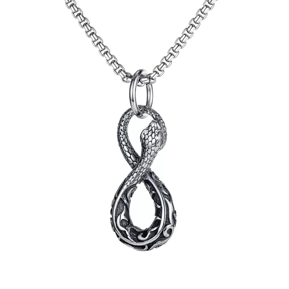 Planderful Snake Pendant Necklace For Men Stainless Steel Titanium Durable Punk Hip Hop Streetwear Accessory