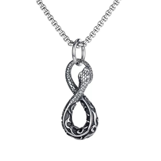 Planderful Snake Pendant Necklace For Men Stainless Steel Titanium Durable Punk Hip Hop Streetwear Accessory