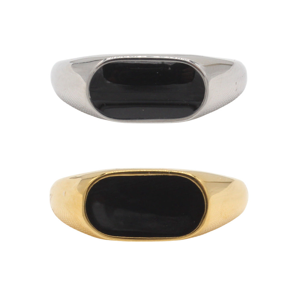 Planderful Jewelry Titanium Steel Ring With Epoxy Inlay INS Style For Everyday Wear