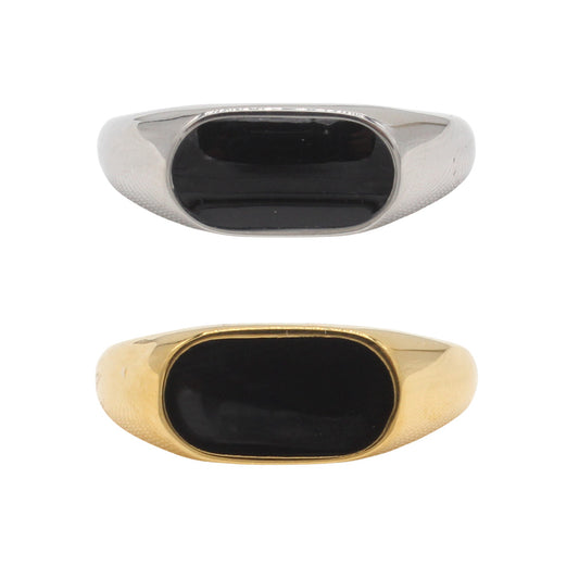 Planderful Jewelry Titanium Steel Ring With Epoxy Inlay INS Style For Everyday Wear