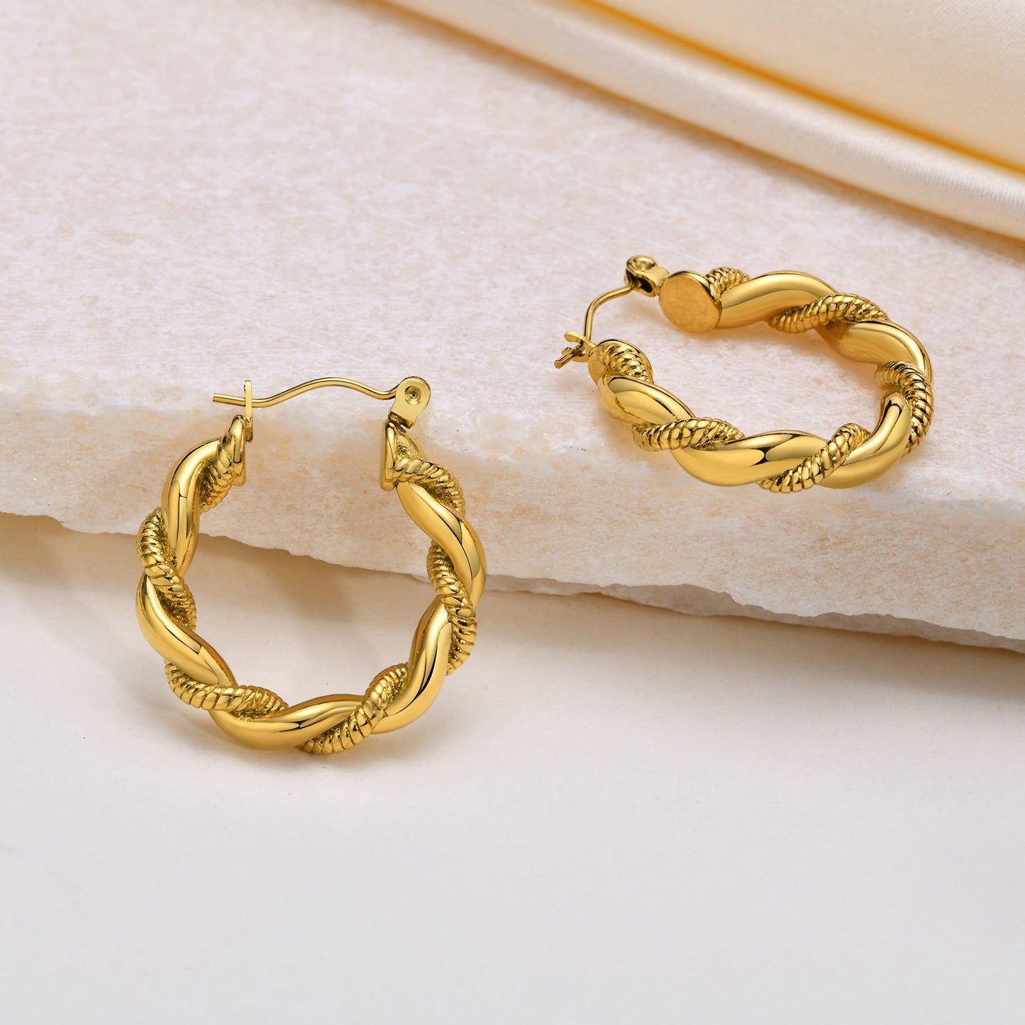 Stainless Steel Women's Twist Earrings Gold European American