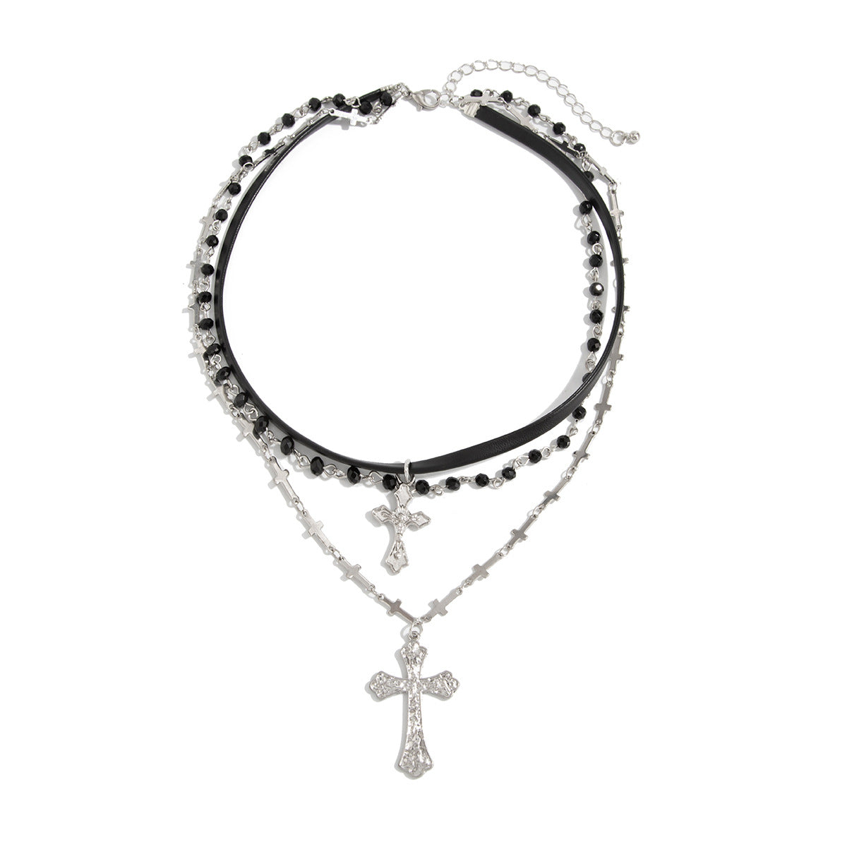 Crystal-Style Cross Layered Necklace