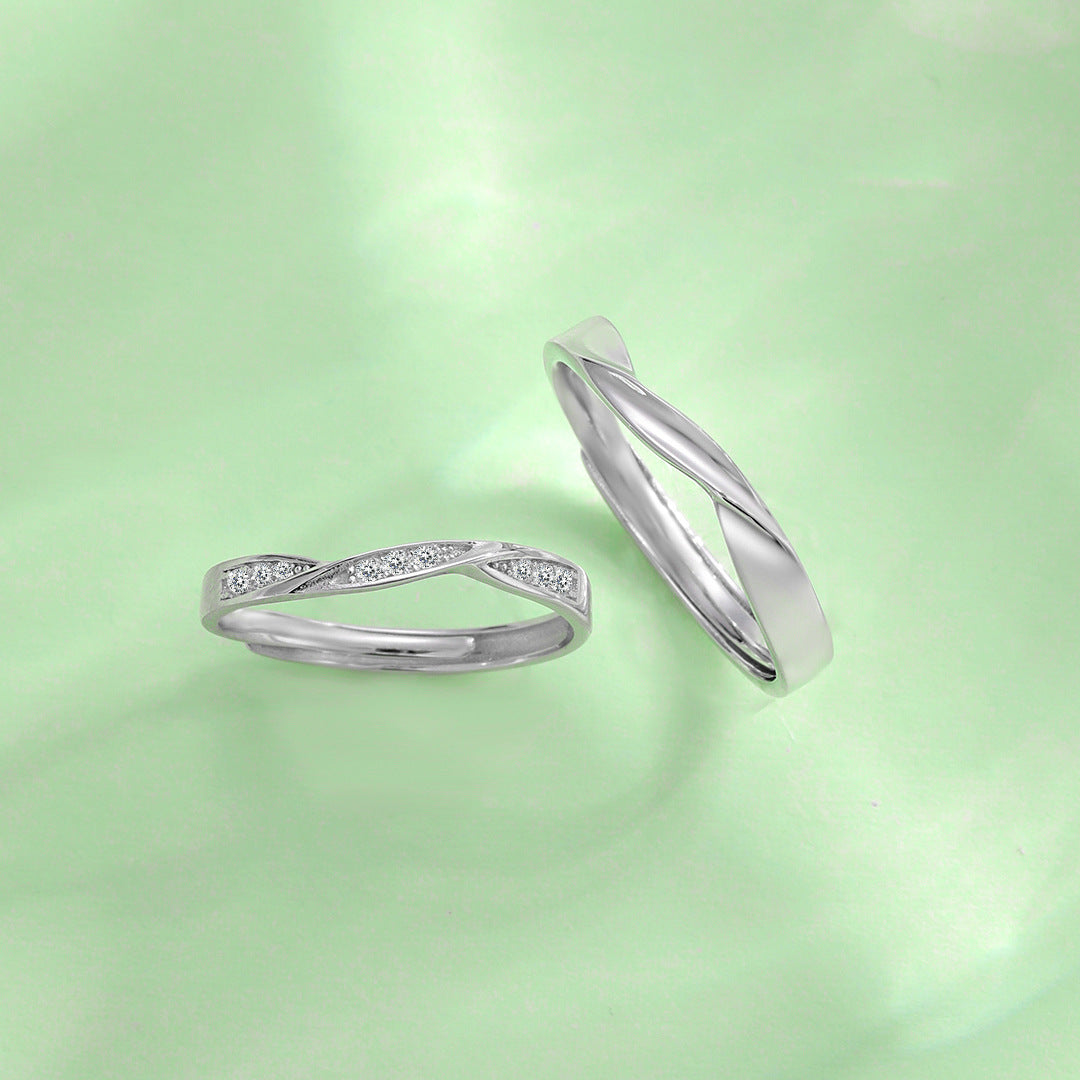 Planderful Everyday Genie Mobius Couple Ring – Light Luxury Simple Silver Design