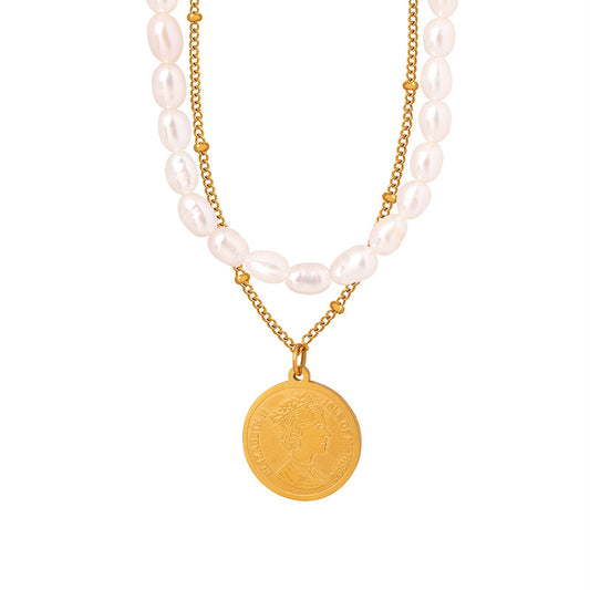 Classic Elegance Pearl and Gold Double-Layer Necklace