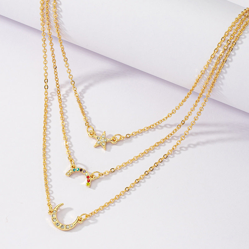 Stylish Three-Layer Celestial Necklace - Vienna Verve Collection