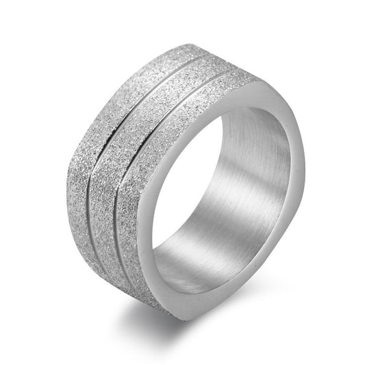 Planderful Square Titanium Ring With Pearl Sand Finish For Couples Fashionable Everyday Jewelry