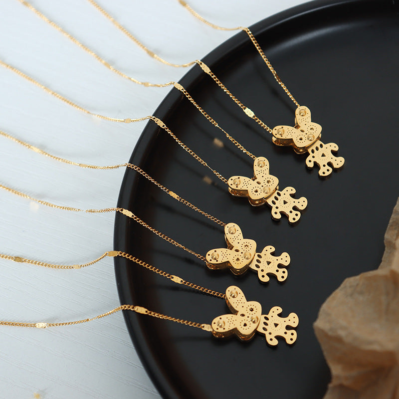 Rabbit Punk Cartoon Necklace - Trendy Gold-Plated Jewelry for Women