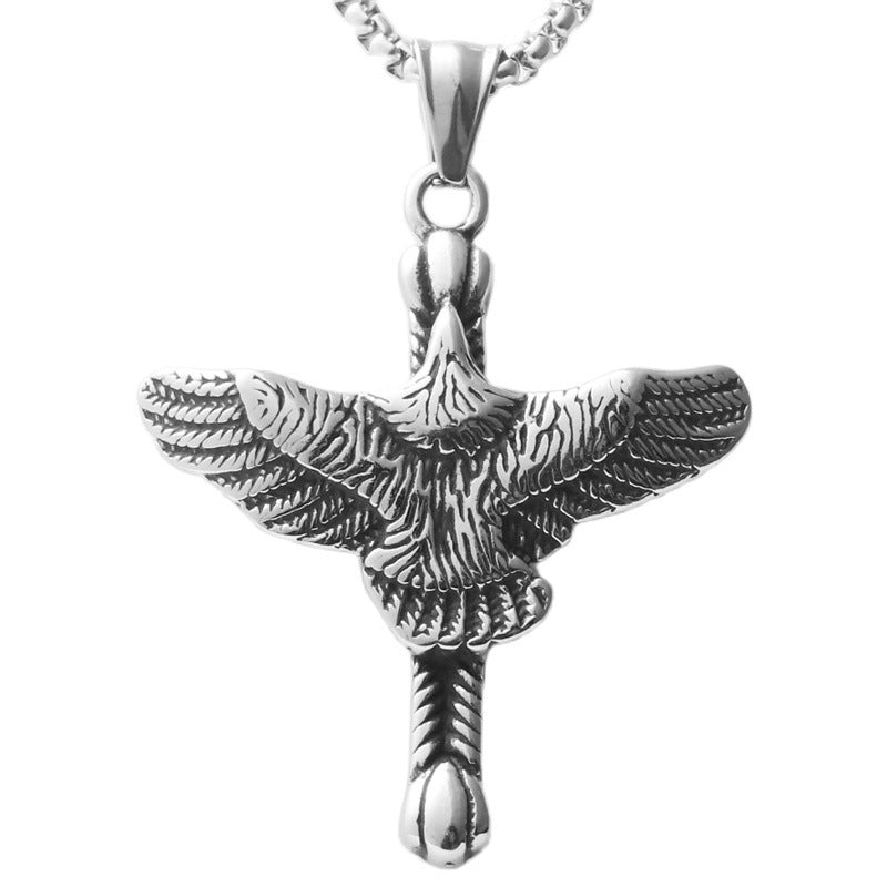 Personalized Retro Eagle Pendant Necklace in Titanium Steel for Trendy Men and Women