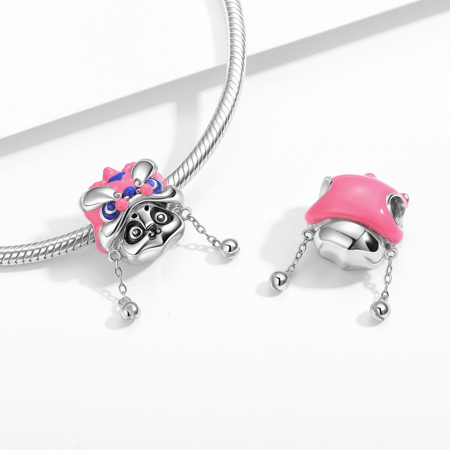 Planderful Jewelry Sterling Silver Beading Pendant Panda Charm National Style Lion Dance Accessory