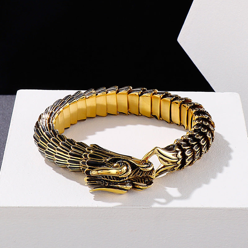 Zodiac Dragon Bracelet – Dragon Scale Pattern Men's Bracelet Stainless Steel Keel