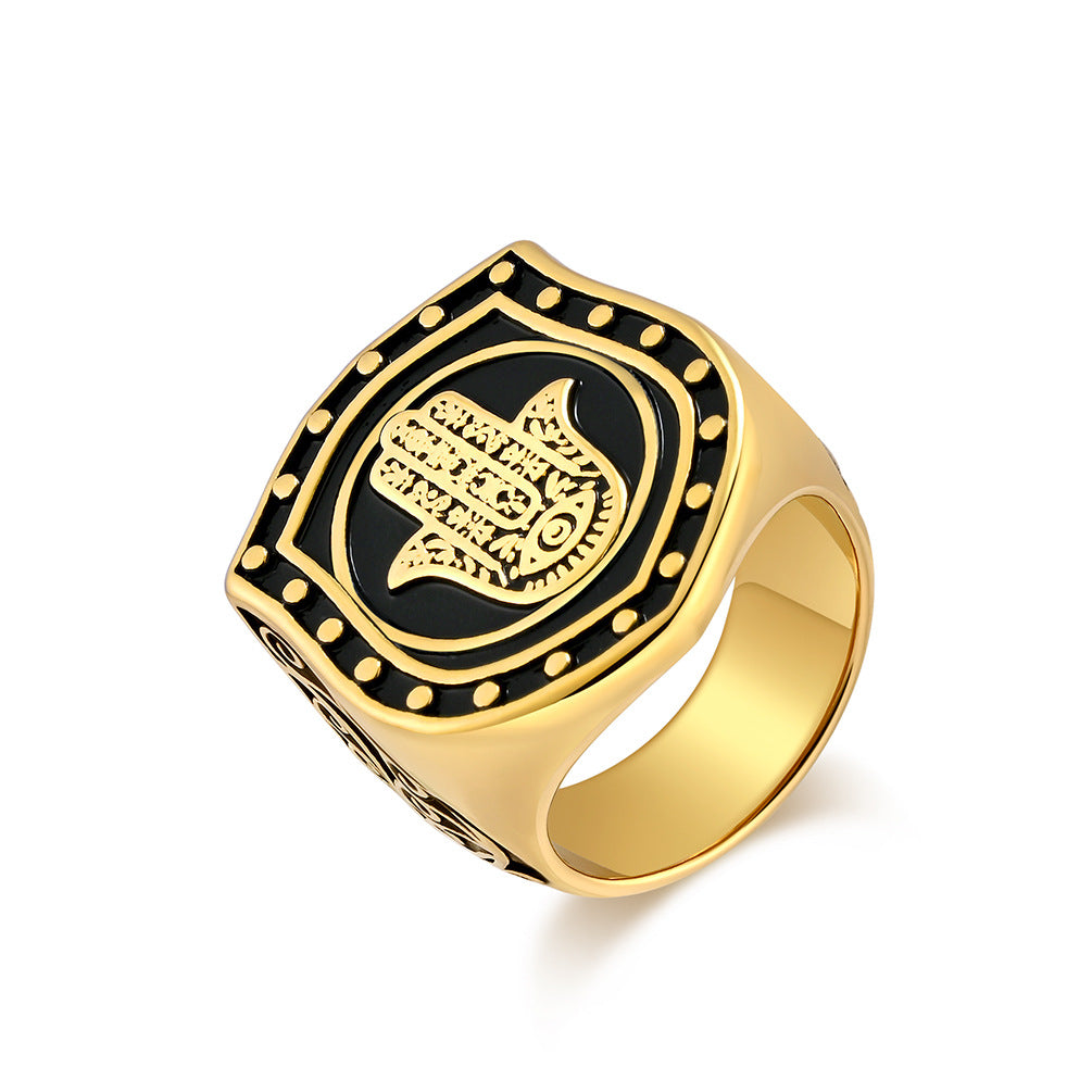 Planderful Everyday Genie Titanium Steel Ring For Retro Hip Hop Fans Exaggerated High End Niche Design Jewelry