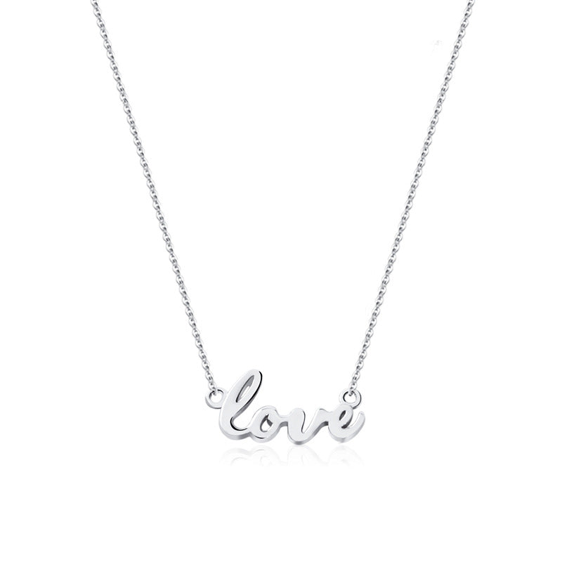 LOVE Alphabet Pendant Silver Necklace