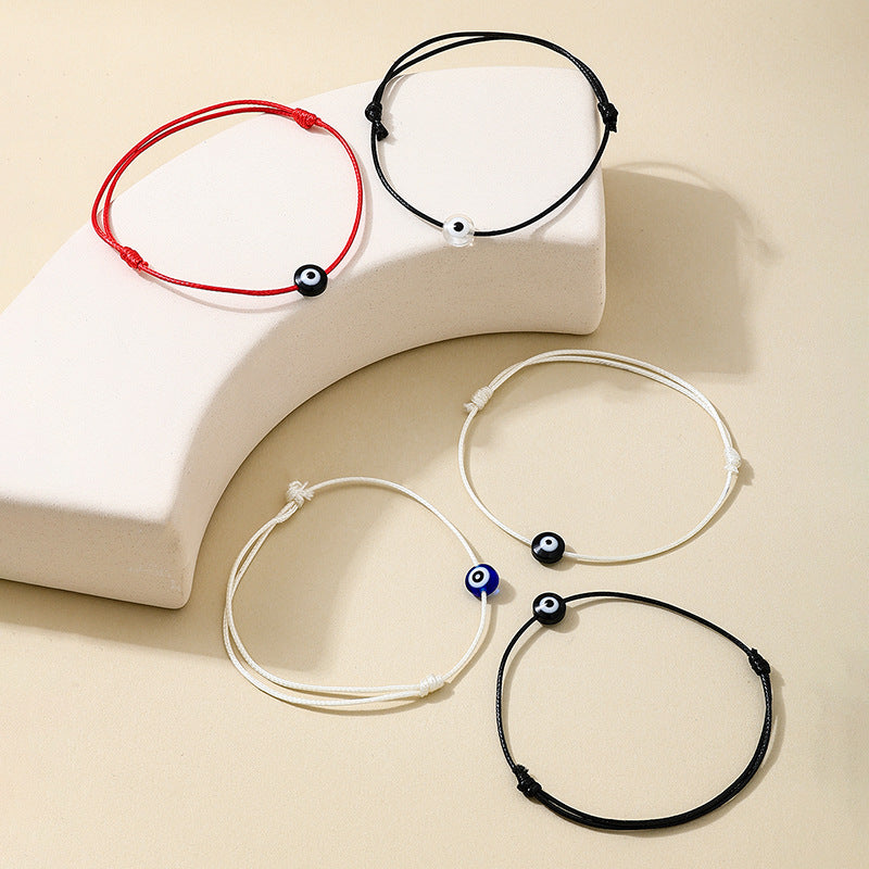 Planderful Vienna Verve Handmade Braided Rope Devil's Eye Bracelet Set – Stylish Creative Design