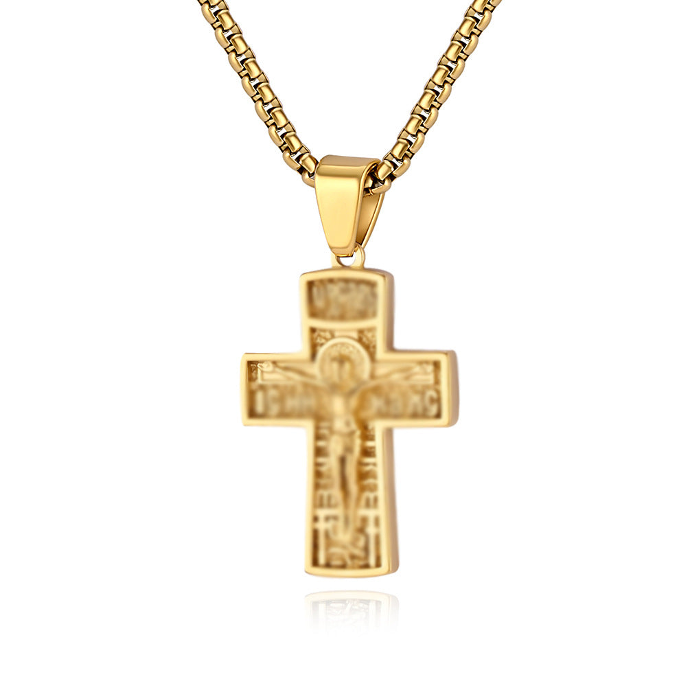 Planderful Punk Cross Necklace Stainless Steel Pendant For Edgy Vintage Style Lovers