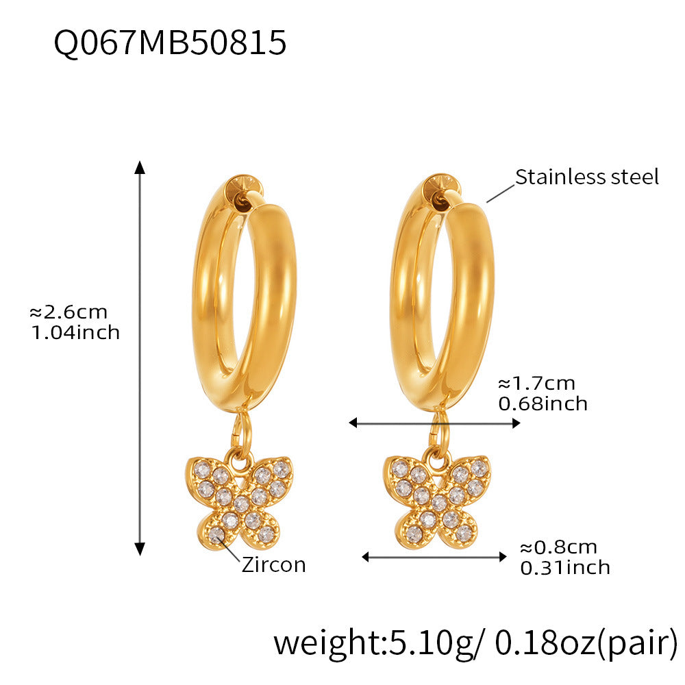 Planderful Zircon Earrings Butterfly Pendant For Fairy Fans