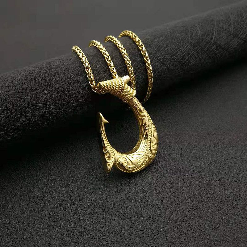 Steel Necklace – Statement Nordic Viking Fish Hook Pendant