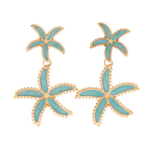 Planderful Vienna Verve Earrings – Unique Blue Oil-Dripping Flower Design