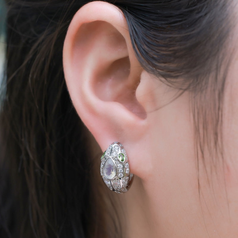 Planderful Everyday Genie Earrings – Colorful Blue Moonlight Inlaid Sterling Silver Design