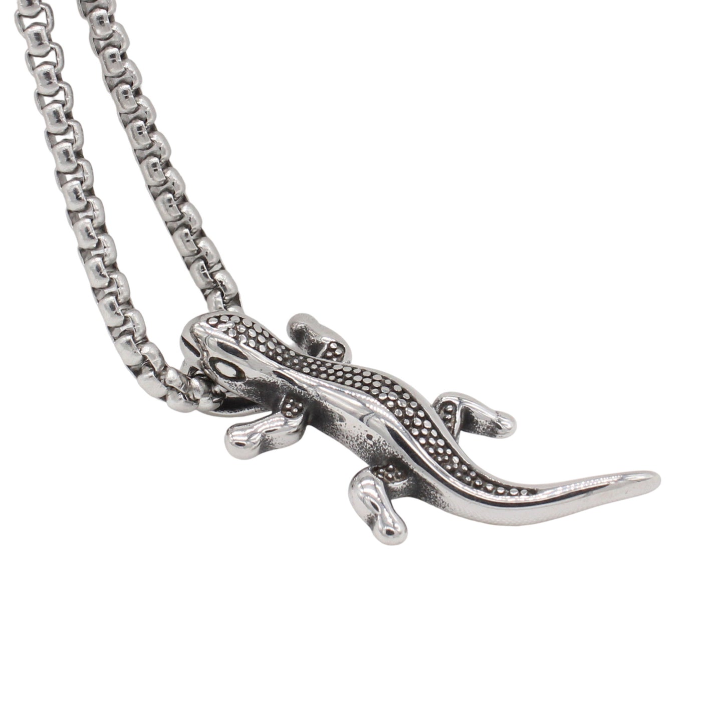 Planderful Everyday Genie – European and American Retro Lizard Men's Titanium Steel Pendant Necklace for Men