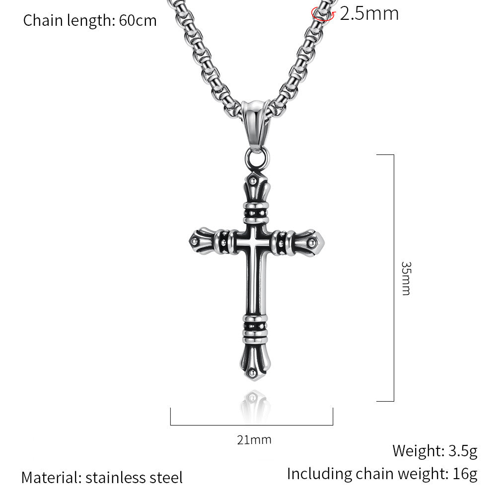 Planderful Retro Personalized Stainless Steel Cross Necklace For Men Durable Everyday Gift Pendant