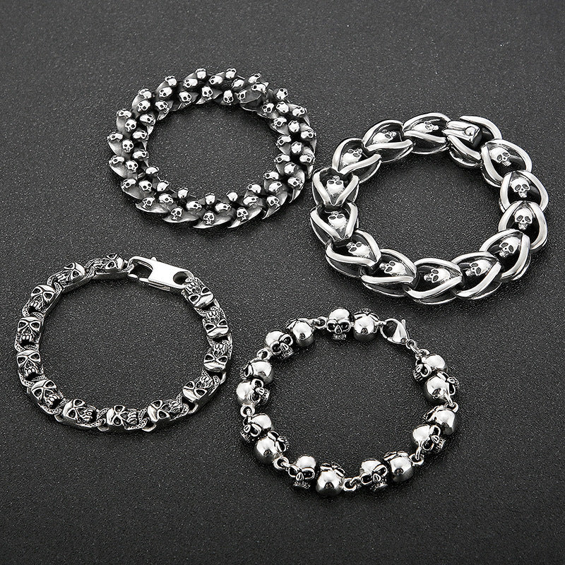 Antique Men's Titanium Steel Skull Bracelet