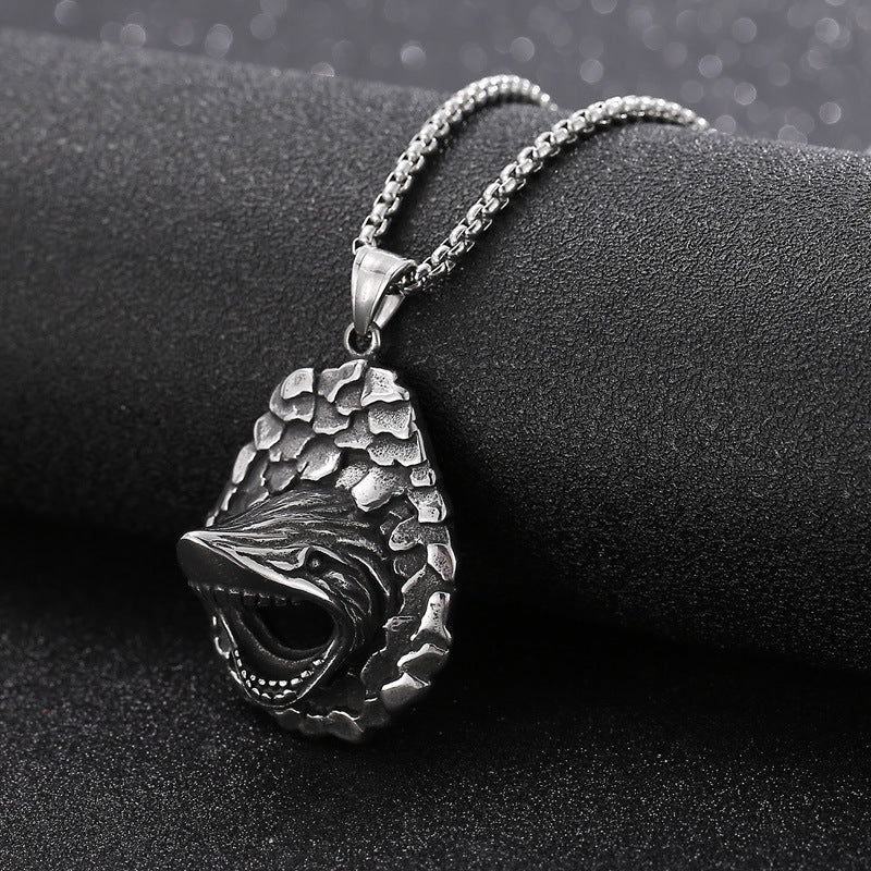 Stylish Stainless Steel Shark Mouth Pendant for Men