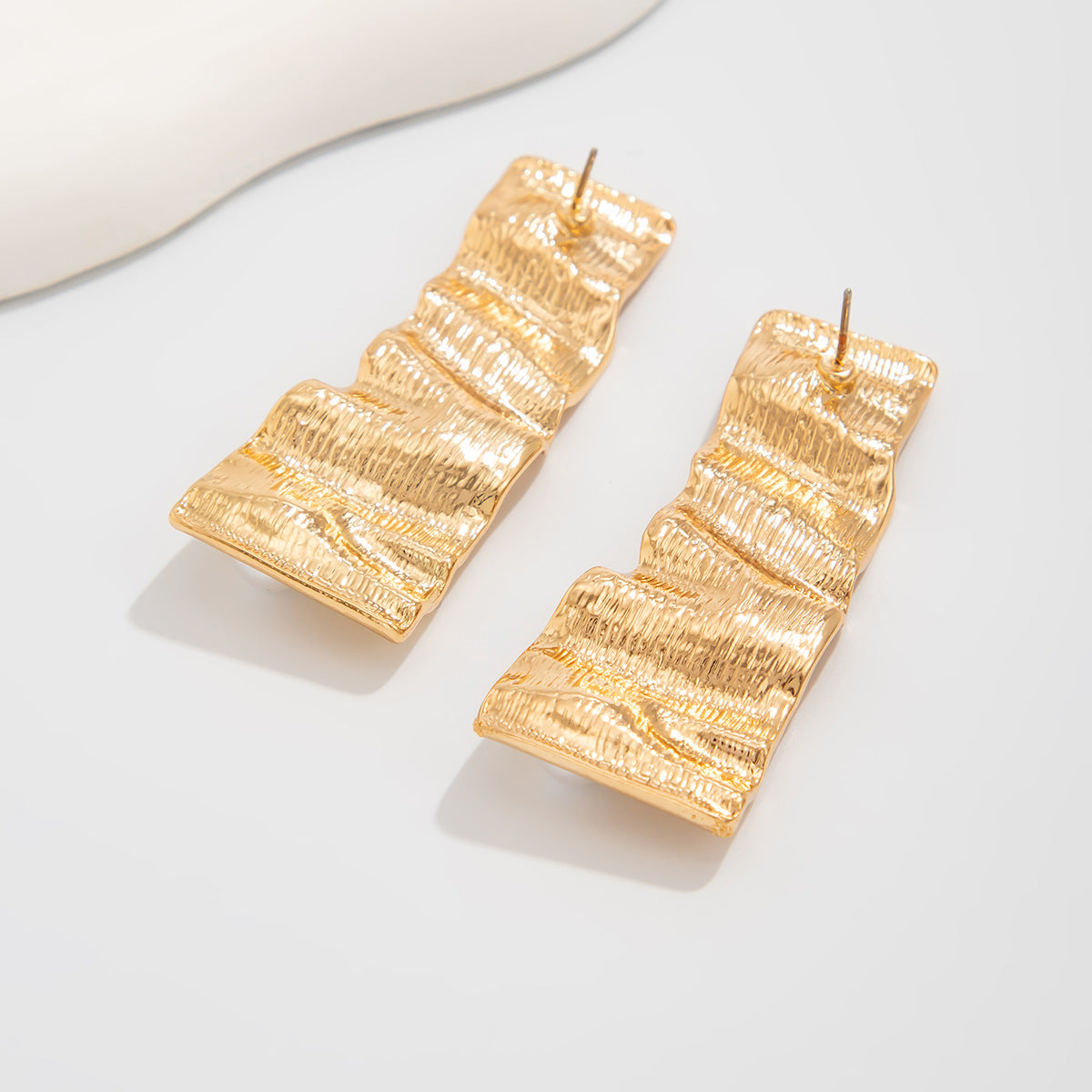 Planderful Vienna Verve Geometric Statement Earrings for Women Irregular Pleated Metal Jewelry